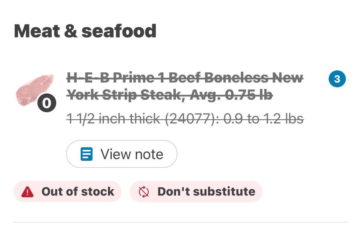 haw1253's tweet photo. @HEB I need to know why this happens so often? Order steaks at curbside, at 8:40 am I get a text saying no steaks, pull into curbside and wait for groceries while my husband runs inside and buys the missing steaks. The point of curbside was convenience. https://t.co/nPF0Fk2Vby