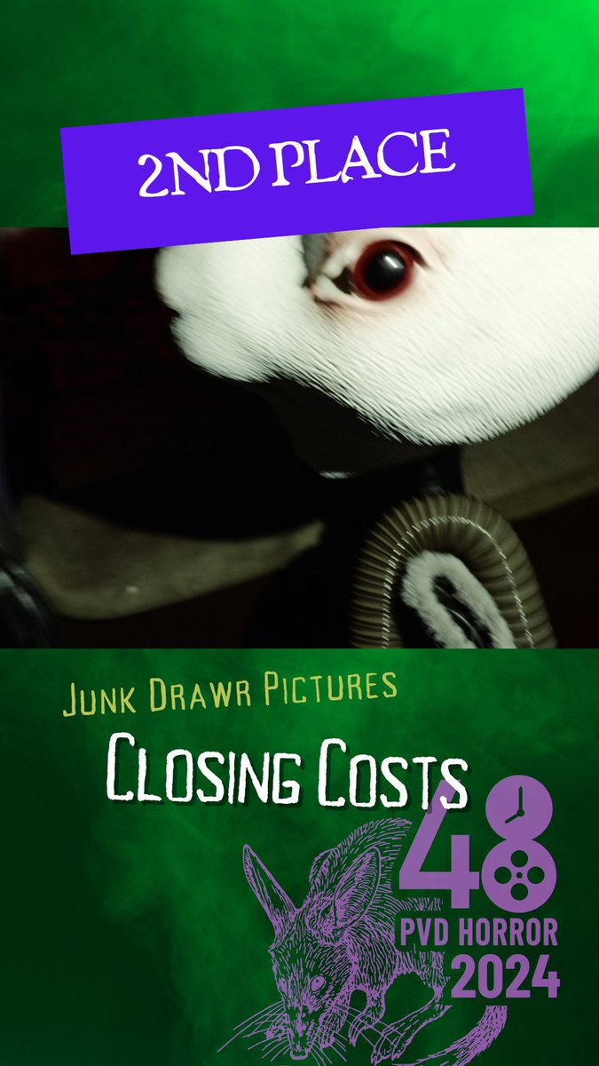 We've got our winners for the 2024 Horror 48HFP!

Best Poster Design
Best Editing - Lawrence Ferreira
Second Place!
Closing Costs by Junk Drawr Pictures

bit.ly/48deioO  🖤🔪😱
