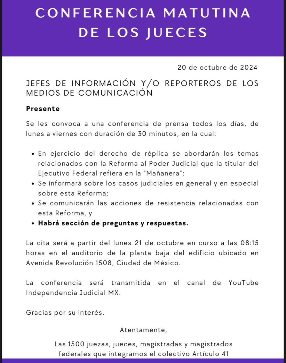 Buenos días ☀️ 

Arrancamos mañana! 

Invitamos a los medios de comunicación a las 8:15 am en Avenida Revolución 1508, CDMX.

Spoiler: Tenemos otros datos. 

Digamos NO a la desinformación 🚫

Transmisión en nuestro canal de YouTube youtube.com/@independencia…