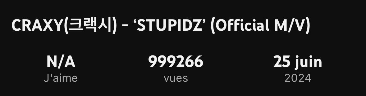CraxySupportFr's tweet photo. ♡CRAXY | 201024
Plus que 734 vues pour atteindre les 1M✨
~
Only 734 views left to reach 1M✨
🔗 https://t.co/2f6zjJYRcF
#Let_s_make_it
#RE_ #STUPIDZ
#크랙시 #CRAXY
#크라운 #CROWN https://t.co/IU9LuDVFne