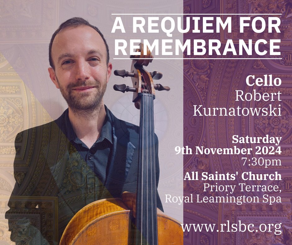 Robert Kurnatowski joins us on 9th Nov - a cellist who studied at Royal Birmingham Conservatoire, performing with CBSO, Royal Ballet Sinfonia &amp; more. Award-winning chamber musician &amp; soloist. Based in Leicestershire. Purchase tickets rlsbc.org   #Cellist