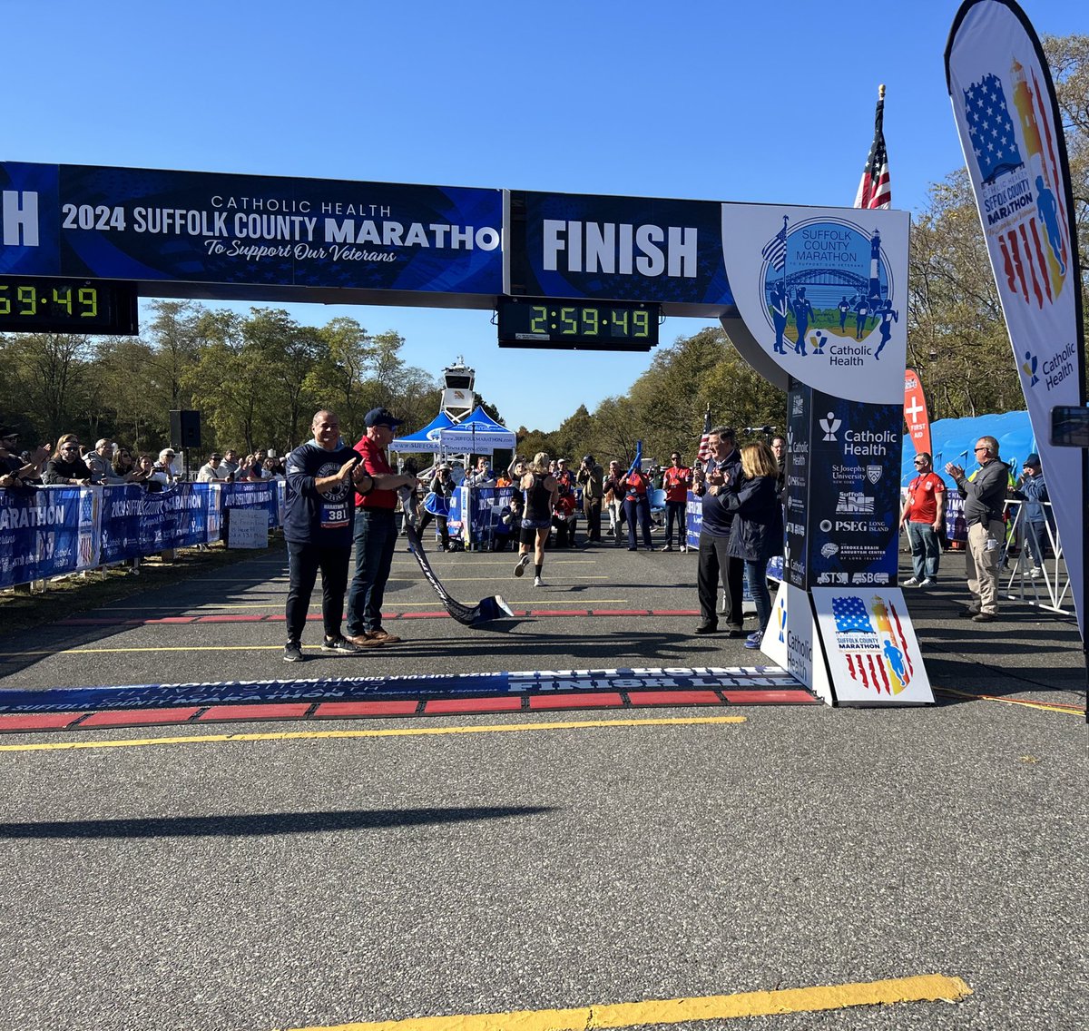Congratulations to the winners of the Catholic Health Suffolk County Marathon! 
Marathon Winner-Male: Jonathan Schloth, Lynbrook 
Marathon Winner-Female: Cristin Delaney-Guille, Long Beach 

Half Marathon-Male: Danny Kovler, Farmingdale 
Half Marathon-Female: Maria Mahoney, NJ