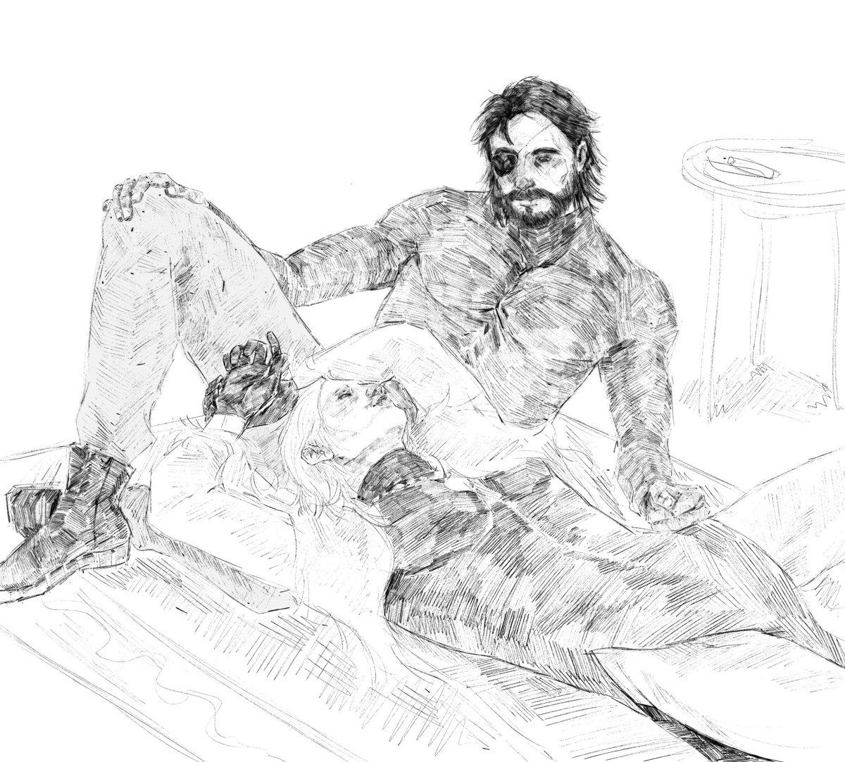 juqo2's tweet photo. art trade for oomf  performance au with ocelot and bibo (papa i want MORE BOSSELOT PAPA)
#bosselot #MGS https://t.co/uahE7Szaxt