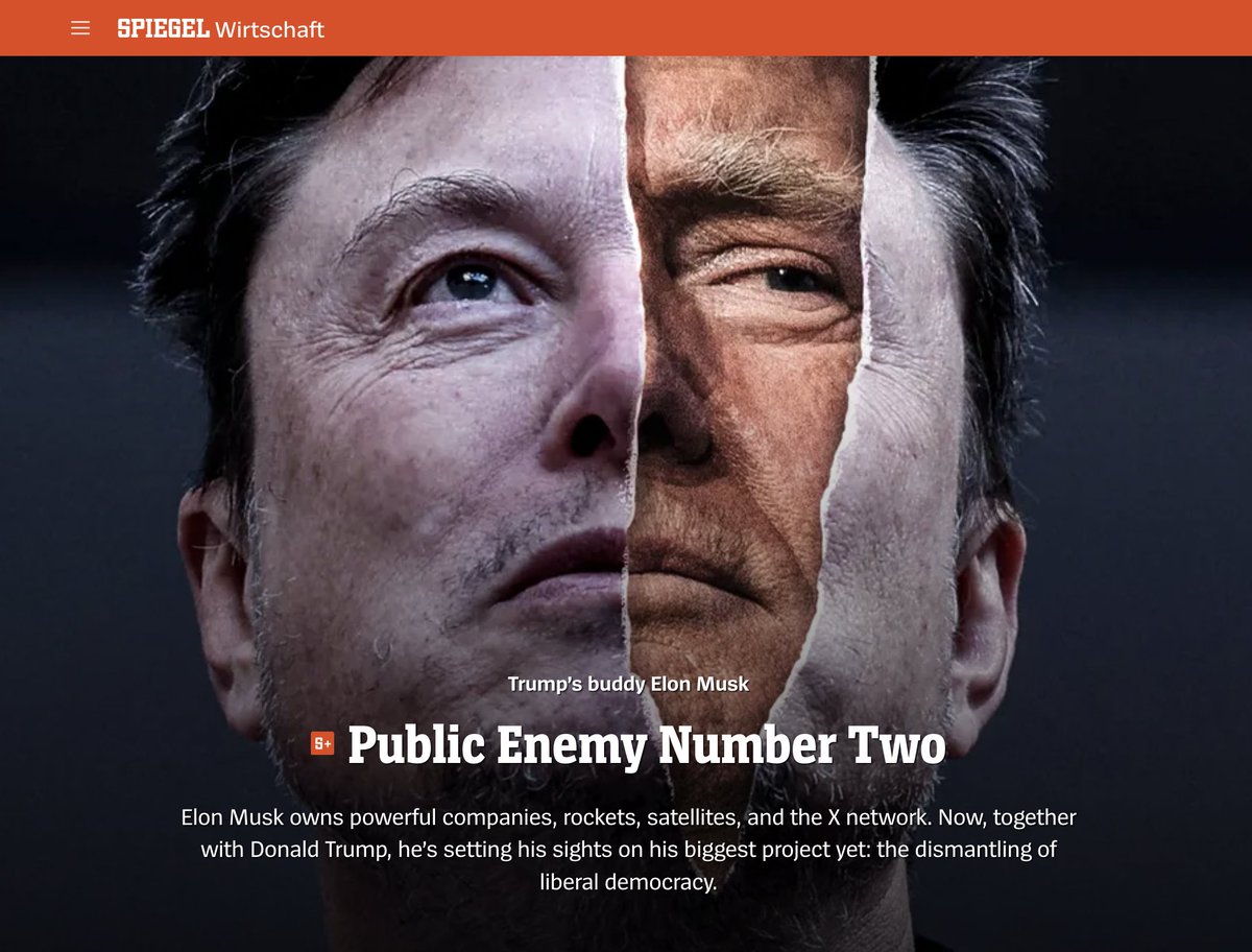 HOLY ****! This is today's lead article from Germany’s largest news magazine, <a href="/derspiegel/">DER SPIEGEL</a>. They now paint <a href="/elonmusk/">Elon Musk</a> as a public enemy and a direct threat to democracy.

The mainstream media truly are the cancer of society.
