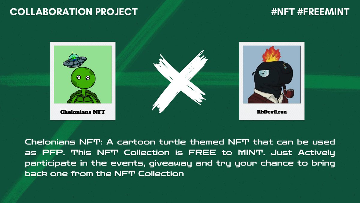RbDevilo7's tweet photo. 🍀Giveaway Time🍀.
.
Lets do a 5 WL Spot giveaway for  @Chelonians_NFT  .
.
For Free Mint : Follow me and @Chelonians_NFT .
Make Sure to Like🩷 & retweet🔁.
Don't Forget to tag 3 friends🫂.
.
Join their discord for More info about this project = https://t.co/9ZkRL8etAE
Send proof in the comment section.
 Will Choose Winners in 72h.
.
.
#AlwaysDYOR #CommunityFirst