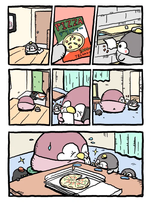 仲良くデリバリーピザ 
