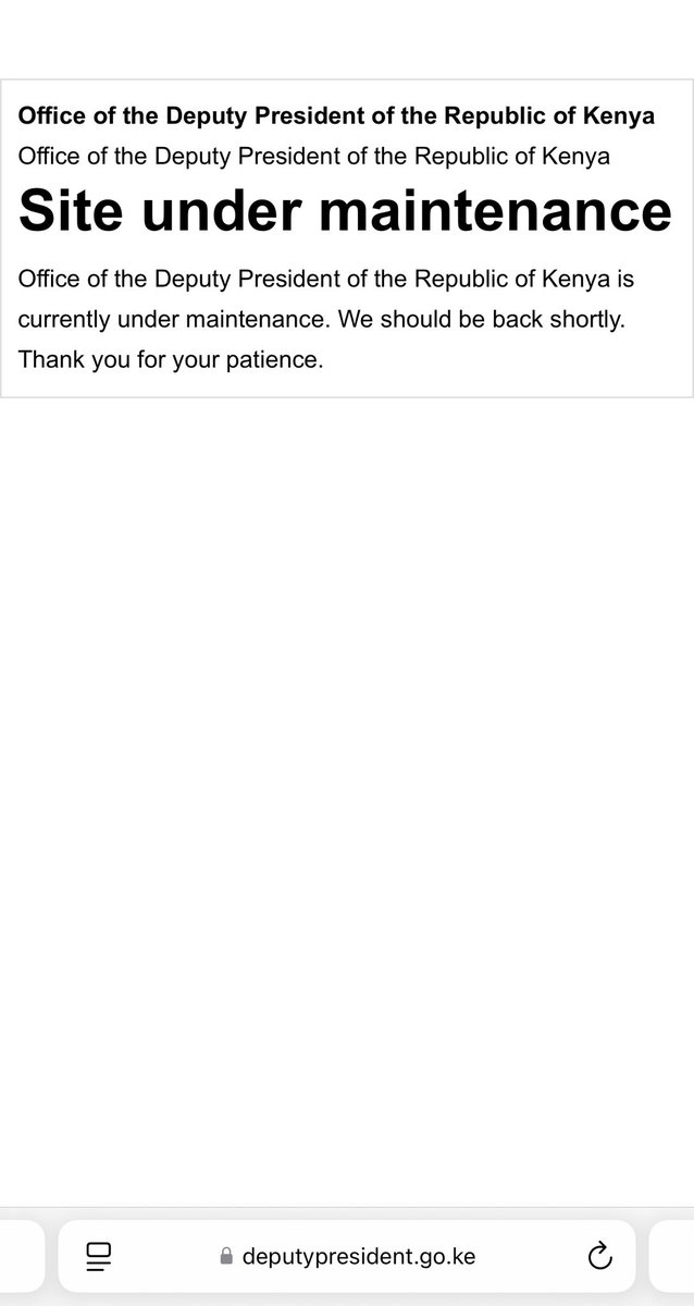 The website of the Office of the Deputy President is under maintenance. ⚙️🦿👨‍🔧👩‍🔧