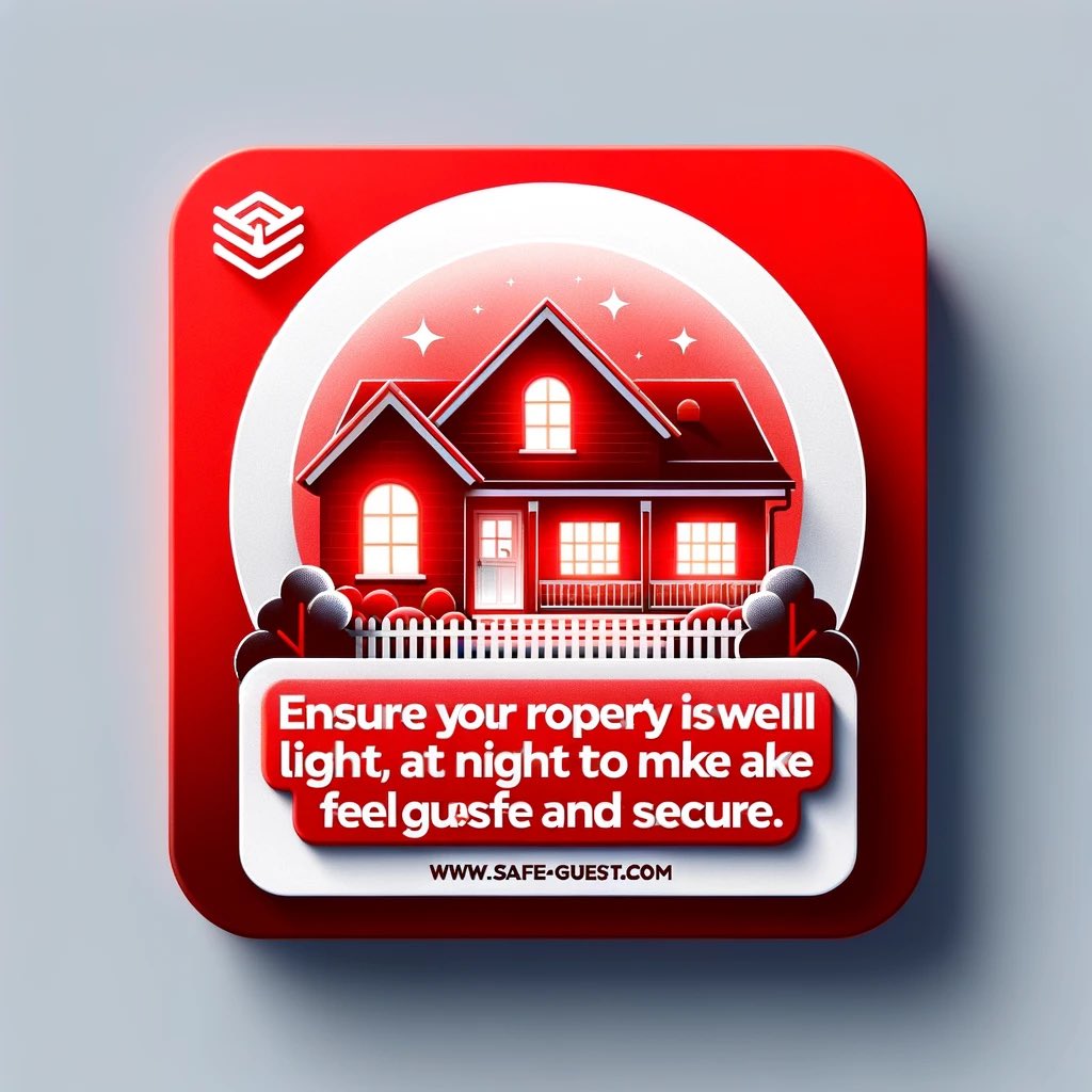 Tip for Hosts:
Ensure your property is well-lit at night to make guests feel safe and secure. A welcoming environment starts with safety!

For more tips and protection, visit: safe-guest.com

#HostTips #SafeGuest #GuestSafety