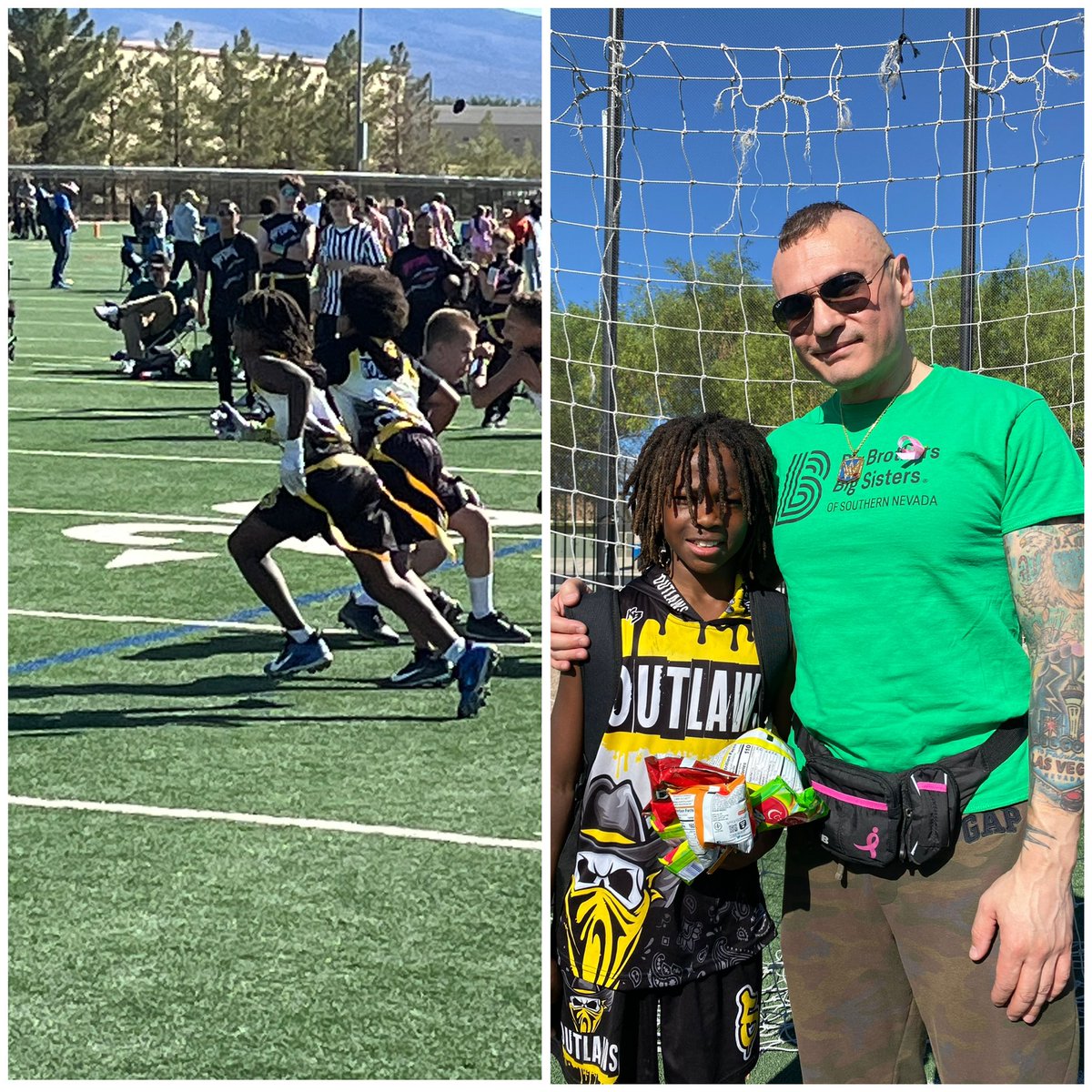 InkedCelebrity's tweet photo. Spent yesterday afternoon supporting my Little at his #flagfootball game #blessed #Volunteer #mentor #BeBig #BiggerTogether #love #family #familia #VegasStrong #dedication #BreastCancerAwarenessMonth #JAMM #JasonAmadeoMadridMartinez #retirement #retiredfirefighter #WWE #Latin 🏈 https://t.co/SHQIXg56Cv