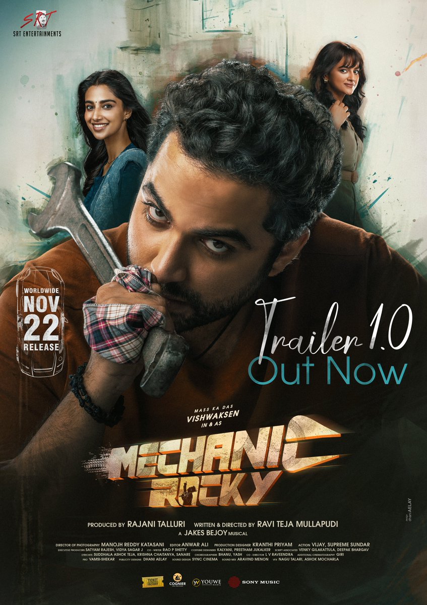 SRTmovies's tweet photo. Taking the masssss in you for a ride with #MechanicRocky 🛠🔥

Trailer 1.0 Out Now! 💥
https://t.co/5c474sc42j

#MechanicRockyOnNOV22 🛠

'Mass Ka Das' @VishwakSenActor @itsRamTalluri @RaviTejaDirects @Meenakshiioffl @ShraddhaSrinath @JxBe #RajaniTalluri @manojhreddydop https://t.co/IqtHIbL1rn
