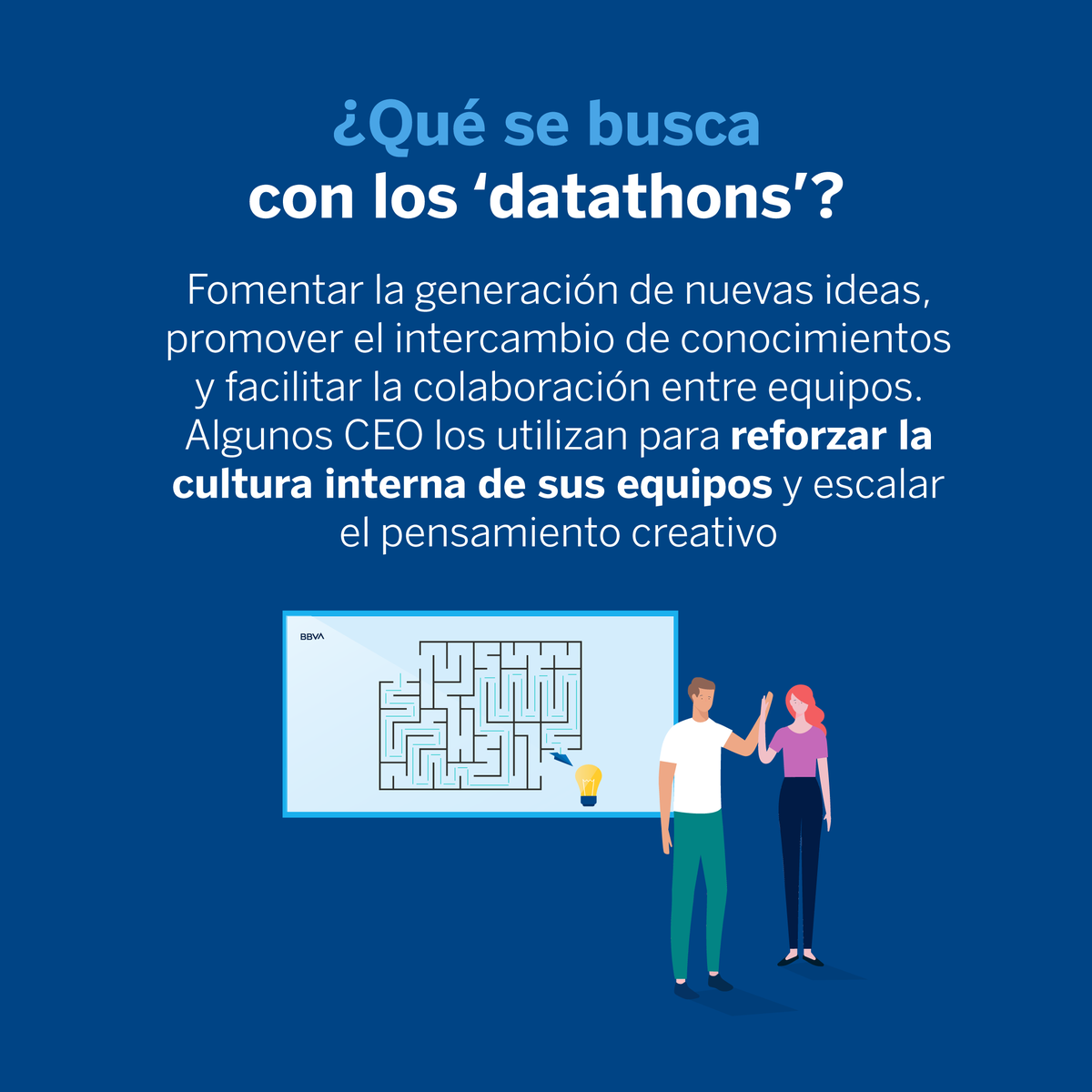 bbva's tweet photo. 💡 Los #datathons son retos y concursos utilizados para impulsar la #Innovación. Algunas grandes empresas los utilizan tanto para la selección de personal como para la detección de talento tecnológico. ✏️

https://t.co/jmhlV4pXPZ https://t.co/GlefmWWONL