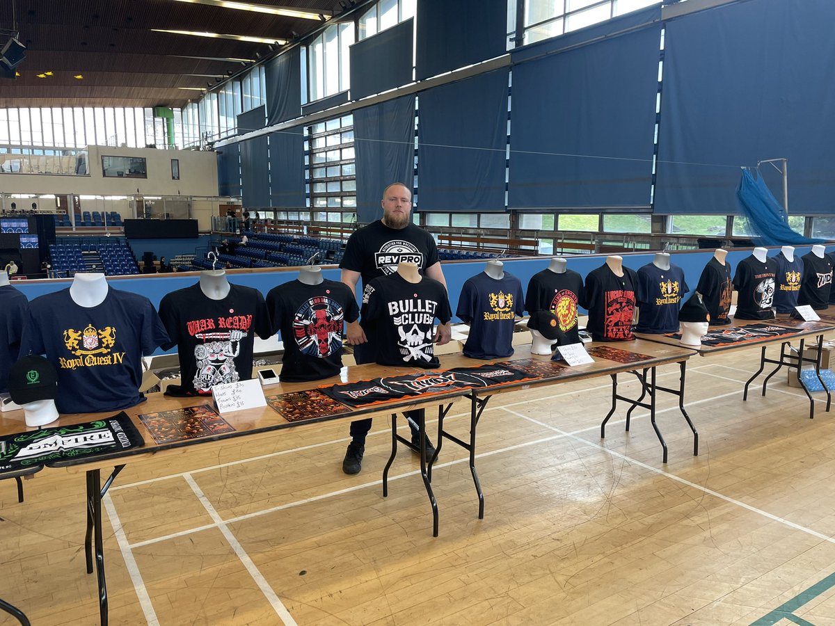 ShopRevPro's tweet image. We’re here at Crystal Palace National Sports Centre for NJPW Royal Quest IV

Come and see us at the merchandise table!