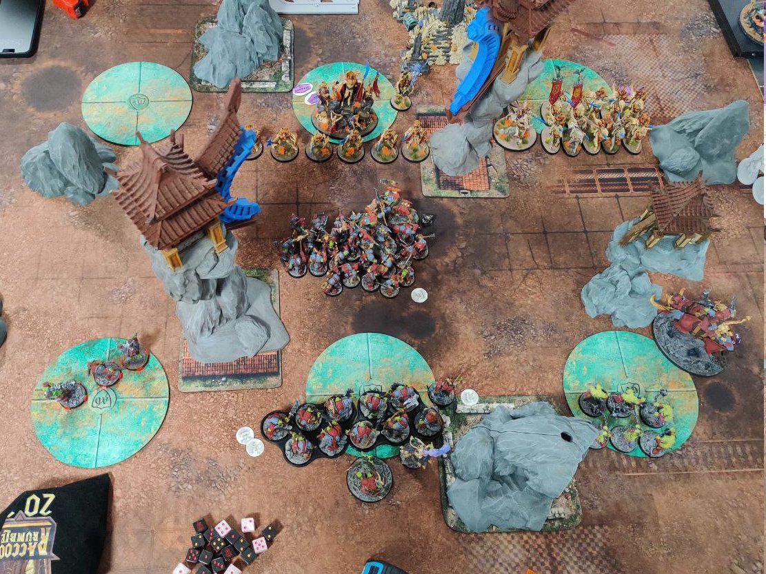ajali_benjamin's tweet photo. Game 1: 4-16 L vs OBR on Feral Foray - Baited by Krondspine (and forgetting my BT) turn 1, lost too much for these errors
Game 2: 7-13 L vs MoN on Shifting Obj - Grindfest, I was able to pin Blightkings with Ards but lost the flanks and some really important rolls https://t.co/Lnkr58P50R