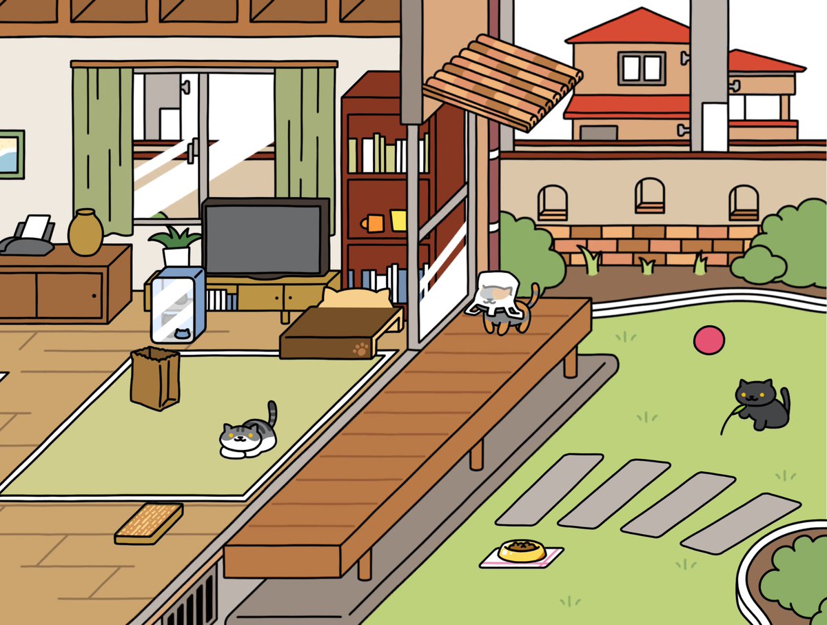 「にわさきに遊びにきてね!→ ※アプリを持っていない人はこちら→ #ねこあつめ #」|キスケのイラスト