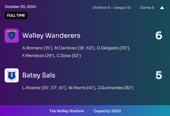 WHAT AN AMAZING GAME 🔥

An 11 goal thriller today at The Walley Stadium as we defeat Batey Sals 6-5 in a top of the table clash 🤩