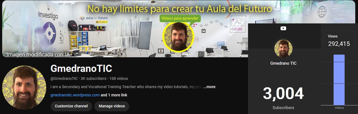 GmedranoTIC's tweet image. Recién sobrepasados los 3K suscriptores en #YouTube y con casi 300K visualizaciones😊

youtube.com/channel/UCSYKV…

¡3000 gracias a todos los que aprendéis conmigo #Tecnología #InteligenciaArtificial #eTwinning #AdF #programación #Robótica #claustrovirtual #CodeWeek #RV #RA #Taller !