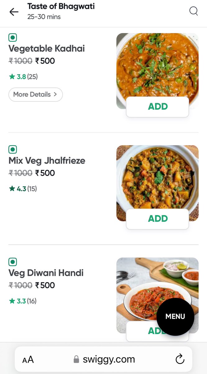 nimeel009's tweet photo. @Swiggy @zomato @PTI_News @sandeshnews @ZeeNews @aajtak @CNNnews18 this is crazy… an ordinary restaurant has a curry listed at ₹ 1000/- and to attract the users they are putting it at a disc of 50% even after which the price is not justified. this needs to be regulated!!! https://t.co/DZJlmOO03P