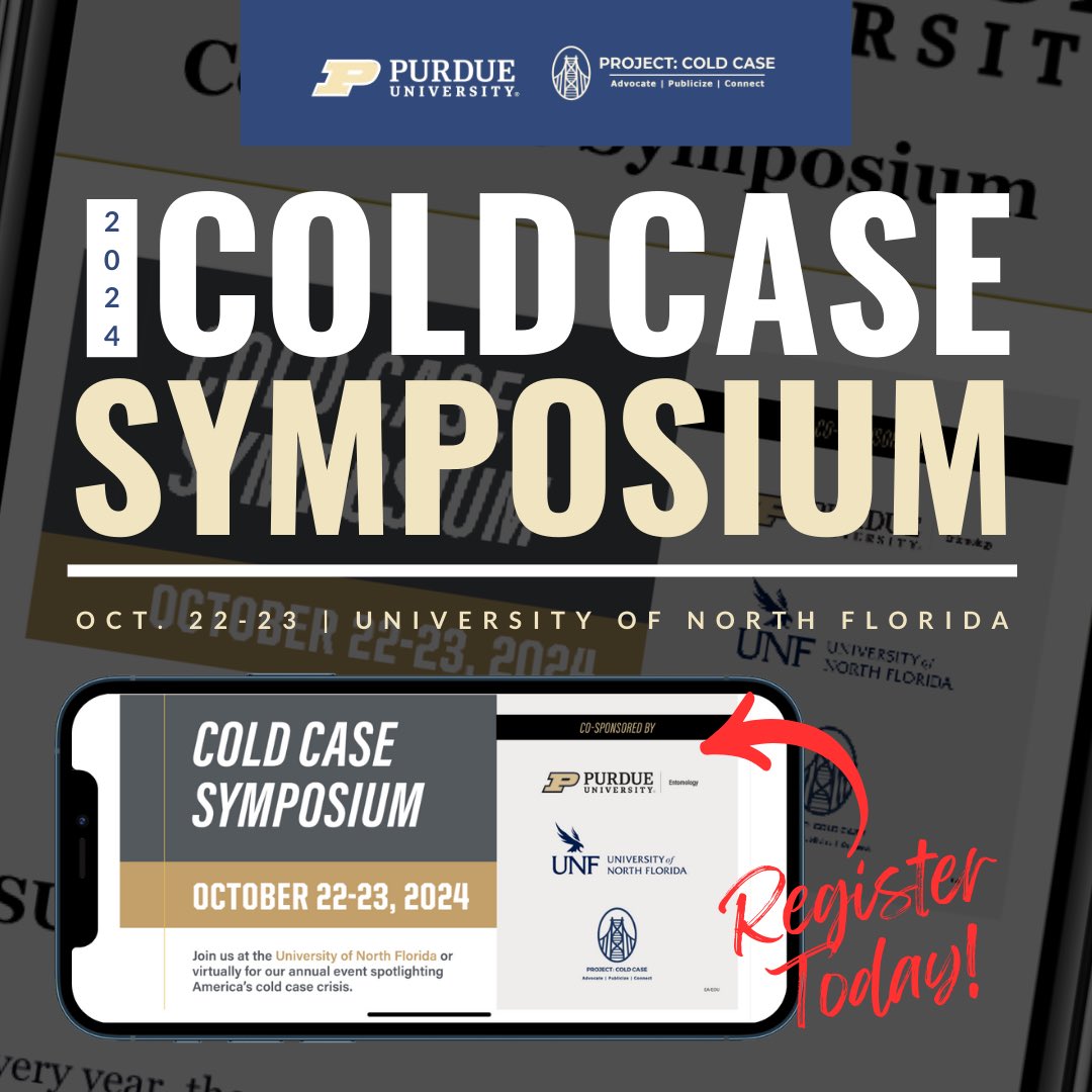 From forensic anthropology to media coverage, the #2024ColdCaseSymposium covers all aspects of solving long-standing cases. Join us to expand your knowledge on Oct 22-23: purdue.edu/conferences/Co…

On-site registration available if you plan to attend in-person!