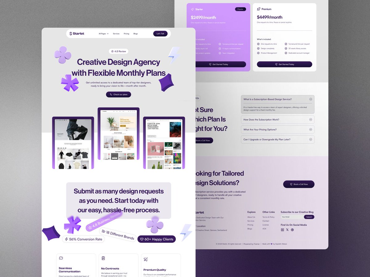 createwithsepid's tweet photo. Hey Guys🙋🏻‍♀️My New @framer Template is live.

💜Starlet—Creative Agency Framer Template

✨Ideal for Subscription-Based Design Agencies!

📄10 pages
💠26 Components
🗄️2 CMS Collections
🔎SEO optimized
📥Framer Forms
👩🏻‍💻Design & Copywriting

👉🏼 Buy Template: https://t.co/r23jI9RYDw