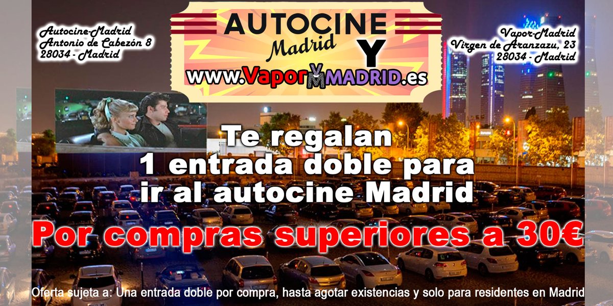 VaporMadrid's tweet photo. Entradas GRATIS para el cine
si como lo oyes, te regalan una entrada doble
haces tu pedido en https://t.co/wu8BxhsDX9
Vapor-Madrid
📬 C/ Virgen de Aránzazu, 23 - 28034 - Madrid
☎️ 644 42 36 46
📧 tienda@vapor-madrid.es
#autocine #cine #gratis #Entradas #VaporMadrid https://t.co/xVeQdPfp2K