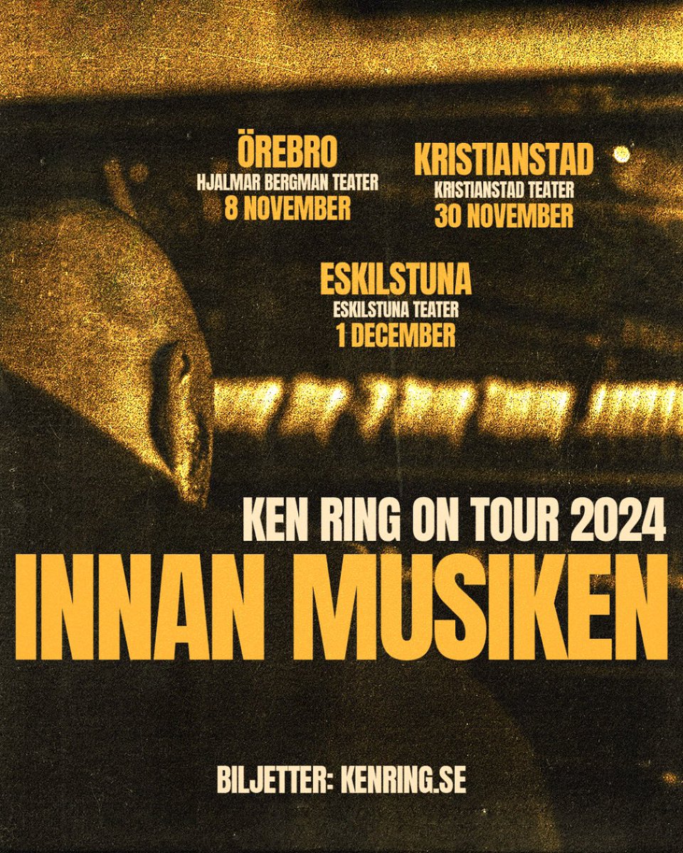 Det har gått länge nu med äntligen är det dags. Aaa Jag har sagt det förut, men vet dessa gig kommer @gå till historien. Alla ni som bor i närheten av Örebro, Kristianstad eller Eskilstuna! Välkomna! 

Biljetter på kenring.se