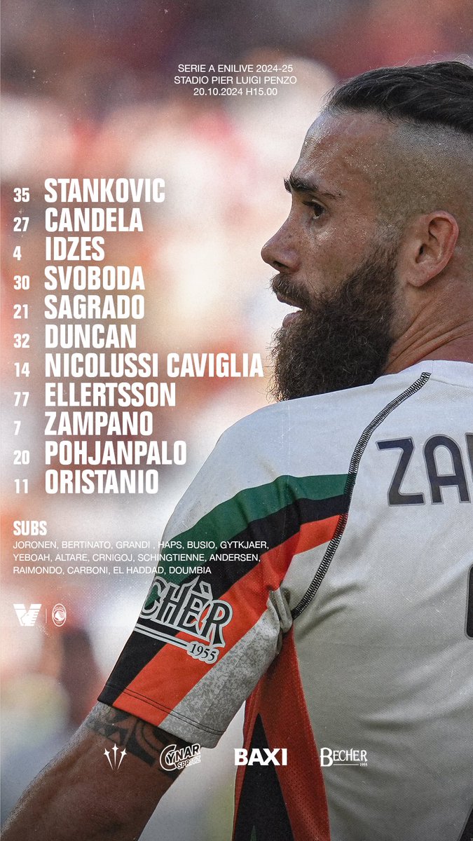 VeneziaFC_EN's tweet photo. Official Line Up. https://t.co/FDOa3akdJW