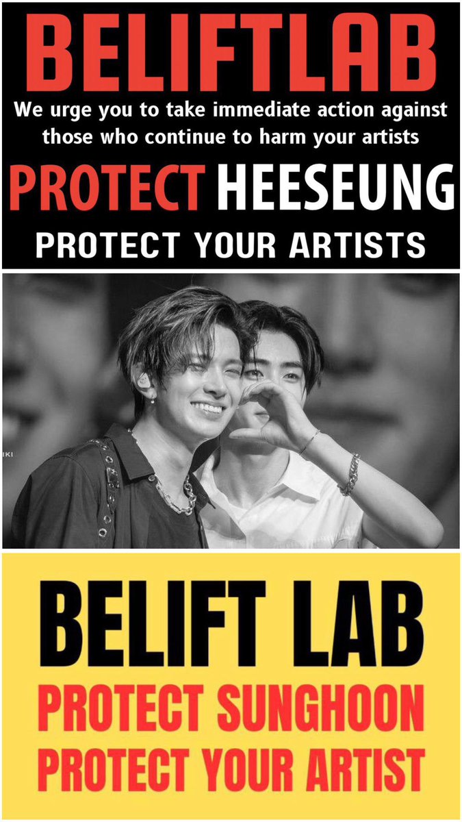 to anyone who said anything nasty about them hope you actually rot in hell

BELIFT LAB PROTECT SUNGHOON
#WeSTANDwithSUNGHOON
#항상_성훈이를_지켜줄게
#BELIFTProtectYourArtists

BELIFT LAB PROTECT HEESEUNG
#AlwaysTogetherWithHeeseung
#언제나_희승을_지키자
#BELIFTProtectYourArtists