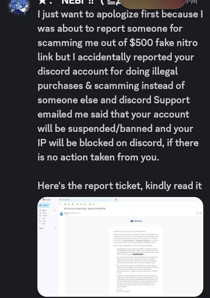 7B_O_N_K_E_R_S7's tweet photo. Heres a different screenshot from the same incident after my friends account got stolen. Enable 2FA, use strong passwords, and report suspicious activity to Discord support. Stay vigilant and spread the word! (2/2) #DiscordSecurity #HackingAwareness #StaySafeOnline https://t.co/C8Vqfa9twn