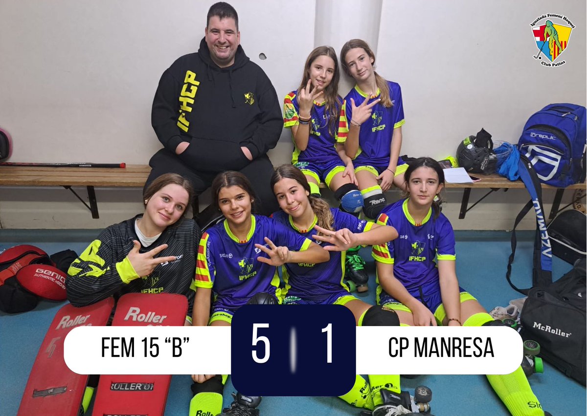 IgualadaFHCP's tweet photo. 🔵🟡 RESULTAT 🔵🟡

#FEM15 “B” 5-1 @cpmanresahoquei 

#Igualada #IFHCP #EsportFemení #HoqueiPatins #baseIFHCP https://t.co/vZXOe0zlXq