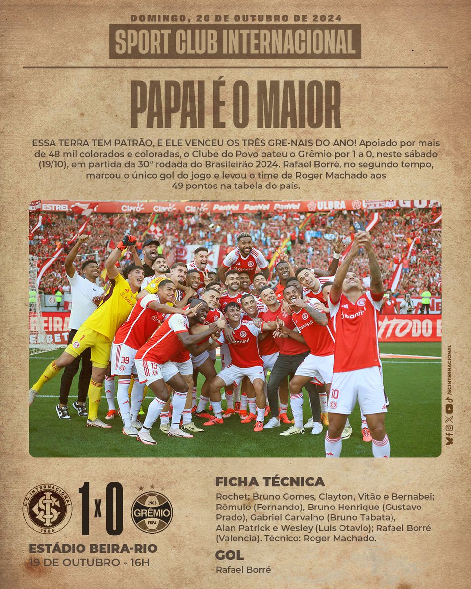 SCInternacional's tweet photo. Bom dia, torcida colorada! 😍

Em campo, o time deu a vida em cada disputa. Nas arquibancadas, a torcida não parou de cantar um segundo sequer. Juntos jogamos, juntos vencemos: essa é a receita. Vamos por mais! 🫶🇦🇹 https://t.co/ITbIegMf3P
