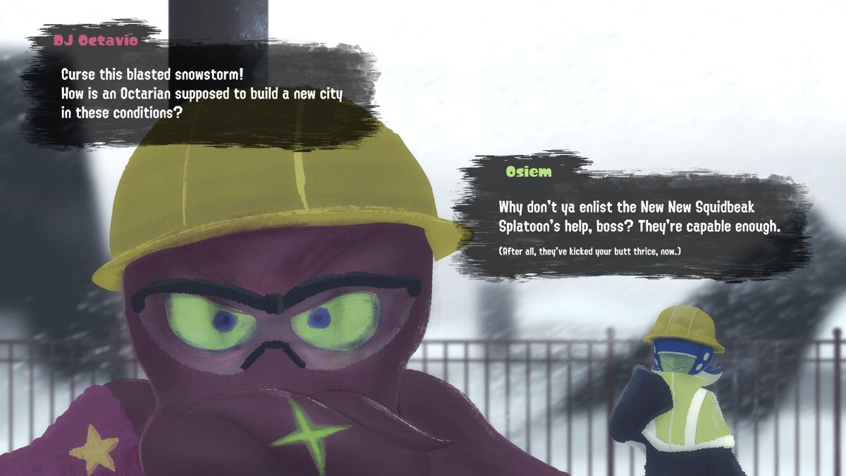 SYwaves's tweet photo. #Splatoon3  DLC3: The Frozen Desert

Welcome to Oktosha, the new Octarian settlement - Brave the storm, gather materials, and help them build their new home on this journey. https://t.co/AugUaDo1W8