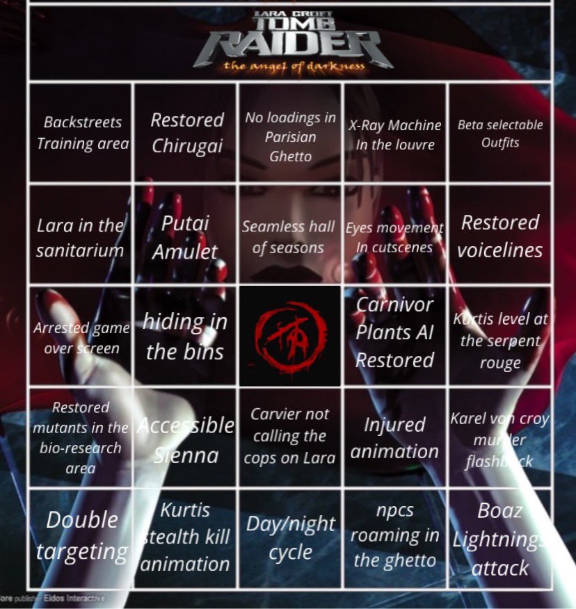 AxelDLX_'s tweet photo. Made an AoD remaster bingo card! https://t.co/2quep4bOiF