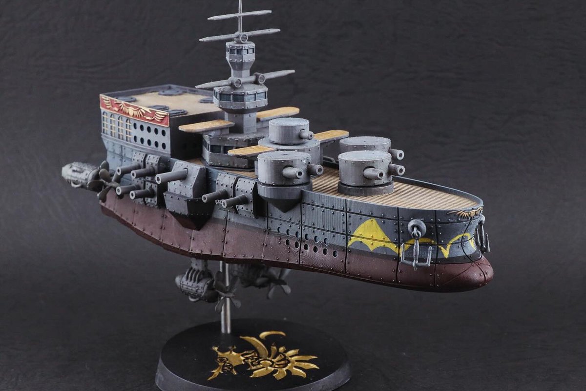 kamoe_factory's tweet photo. ドリームキャストのエターナルアルカディア よりバルア帝国戦艦を3Dプリンタで作りました✨カラーリングは煌術が使用可能な煌戦艦としています。
以前製作したものを再撮影しました。
#エターナルアルカディア #３Ｄプリンタ #SkiesofArcadia  #miniartmodels #3dprinting https://t.co/4fw6dsBEpn