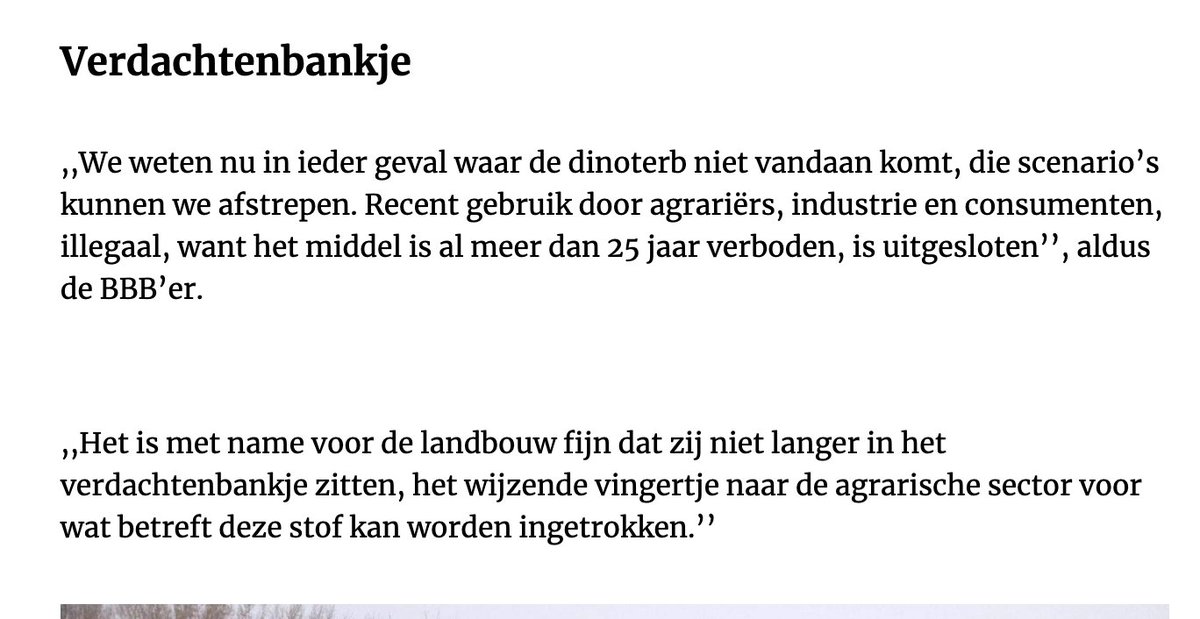 In 2022 is er Dinoterb gevonden in het Zwanenwater. Genoeg reden om eens goed te kijken waar dat vandaan komt. Immers: Dinoterb is sinds 1998 verboden. 

We lieten het dus onderzoeken, maar de landbouw was daarin niet meegenomen. Maar BBB-portefeuillehouder liet wel dit optekenen