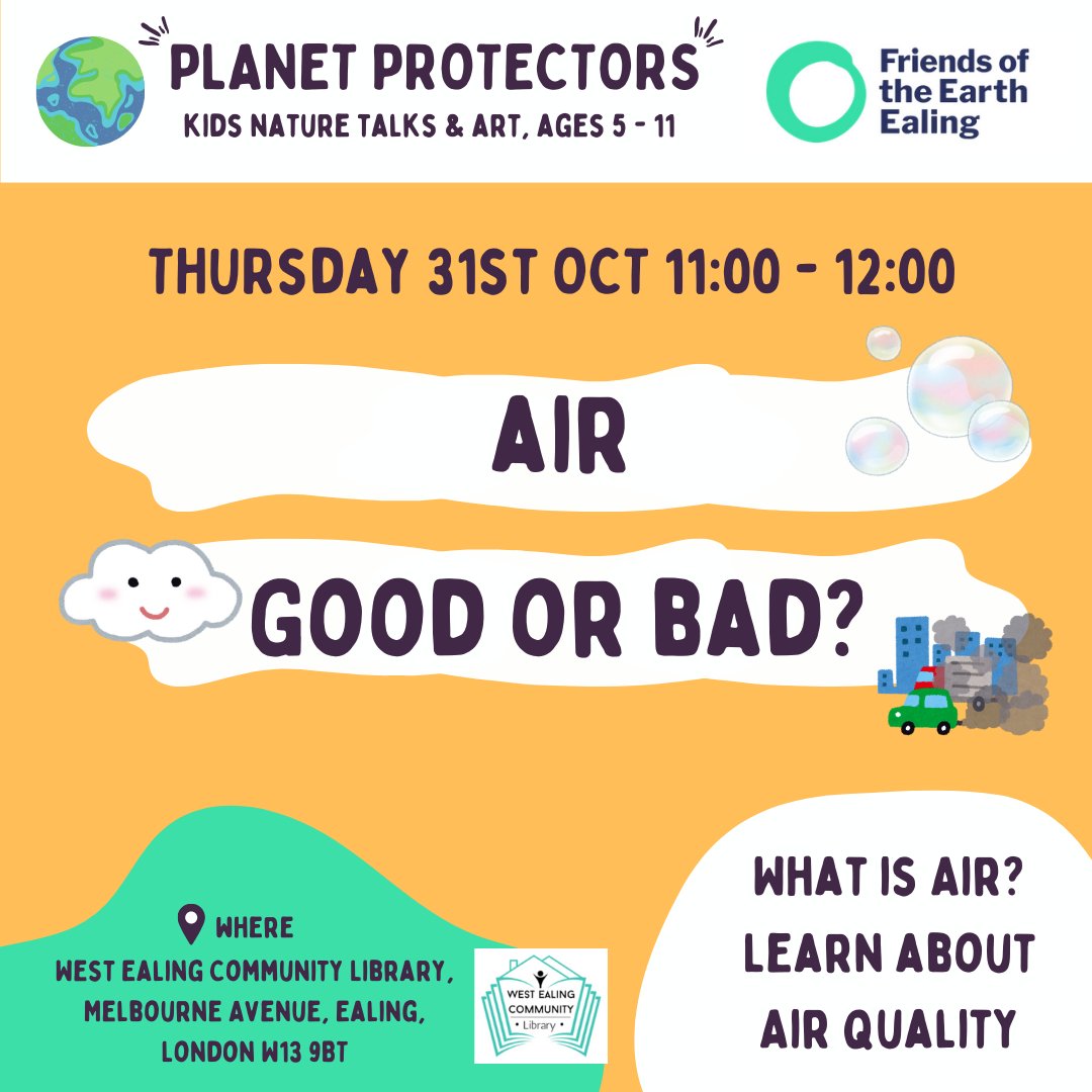 FOE Ealing (@ealingfoe) on Twitter photo EFoE is holding another talk/craft session for children (and their carers) on the environment this half term. Subject is Air: Good or Bad. West Ealing Community Library on Thursday 31st October at 11am <a href="/WEaling_Library/">West Ealing Community Library</a> <a href="/hanwellfriends/">Hanwell & Ealing Friends</a> <a href="/InWestEaling/">InWestEaling</a> <a href="/NorthfieldsHome/">Northfields Home</a> <a href="/WENeighbours/">W Ealing Neighbours</a> EFoE is holding another talk/craft session for children (and their carers) on the environment this half term. Subject is Air: Good or Bad. West Ealing Community Library on Thursday 31st October at 11am <a href="/WEaling_Library/">West Ealing Community Library</a> <a href="/hanwellfriends/">Hanwell & Ealing Friends</a> <a href="/InWestEaling/">InWestEaling</a> <a href="/NorthfieldsHome/">Northfields Home</a> <a href="/WENeighbours/">W Ealing Neighbours</a>