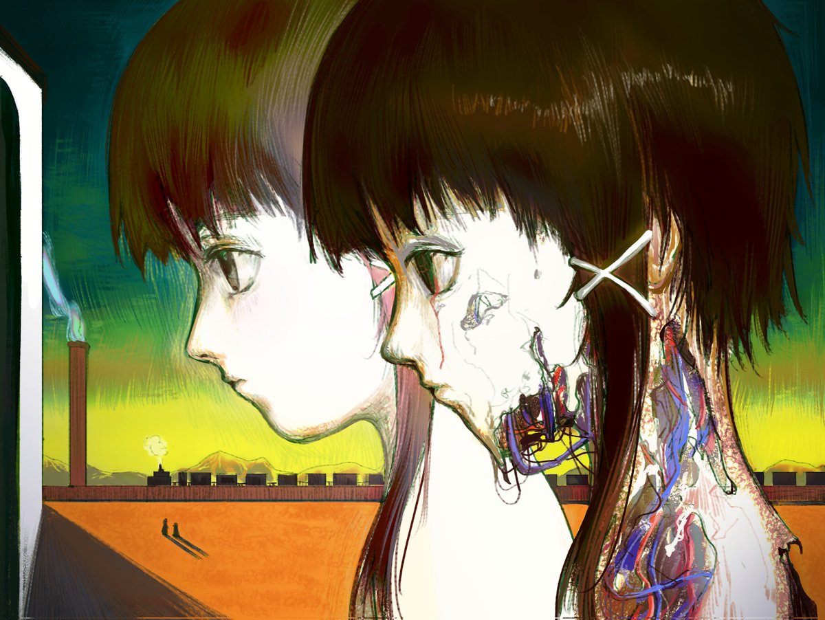 weizi5523's tweet image. #lain
This is my tribute to the metaphysical art movement, blending Giorgio de Chirico’s mystery with Lain. Through fragmentation and void, I explore solitude and the feeling of being lost in existence. I hope you can feel the reflection within
