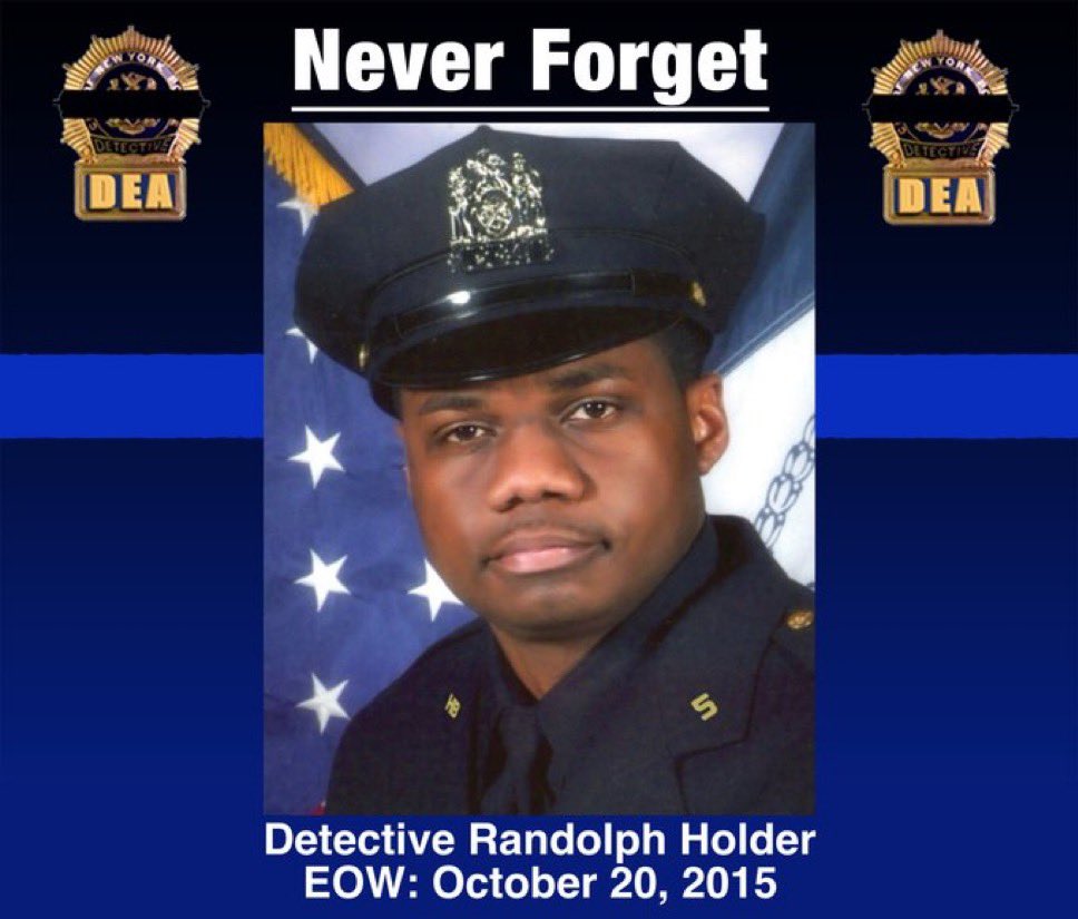 NYCPDDEA's tweet photo. Nine years ago, Detective Randolph Holder was murdered, shot and killed as he protected the people he served from a violent criminal. Born in Guyana and fulfilling his wish to be one of NY’s Finest, Randy was the American dream. We will #NeverForget — and the DEA will forever stand with his family.