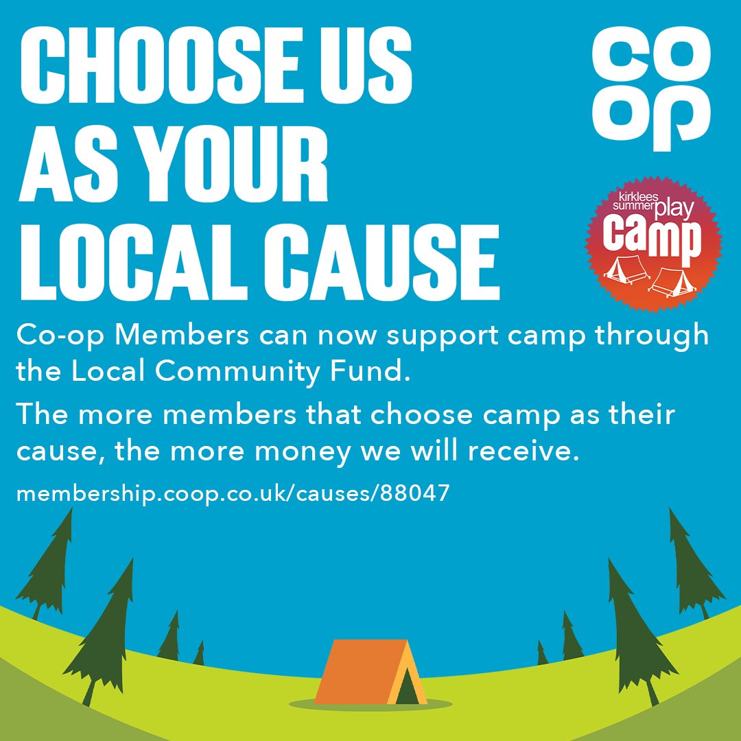 Kirklees_Camp's tweet photo. Kirklees Summer Camp is part of the @Coopuk Local Community Fund, to find out more about our project and to choose us as your cause, click here https://t.co/6OvWAYYiwF https://t.co/zLBLxklYZG