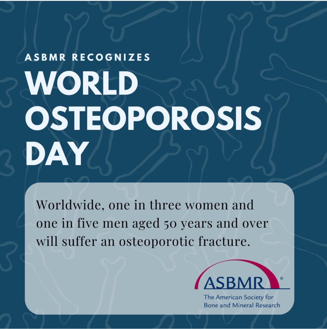 My grandma who suffered from osteoporotic fractures passed away last month. Osteoporosis is a silent killer, often unnoticed until fracture occurs.

Today is #WorldOsteoporosisDay, so let's:

📢 Spread awareness 
🩺 Encourage BMD checks
🔬 Support research to fight this disease