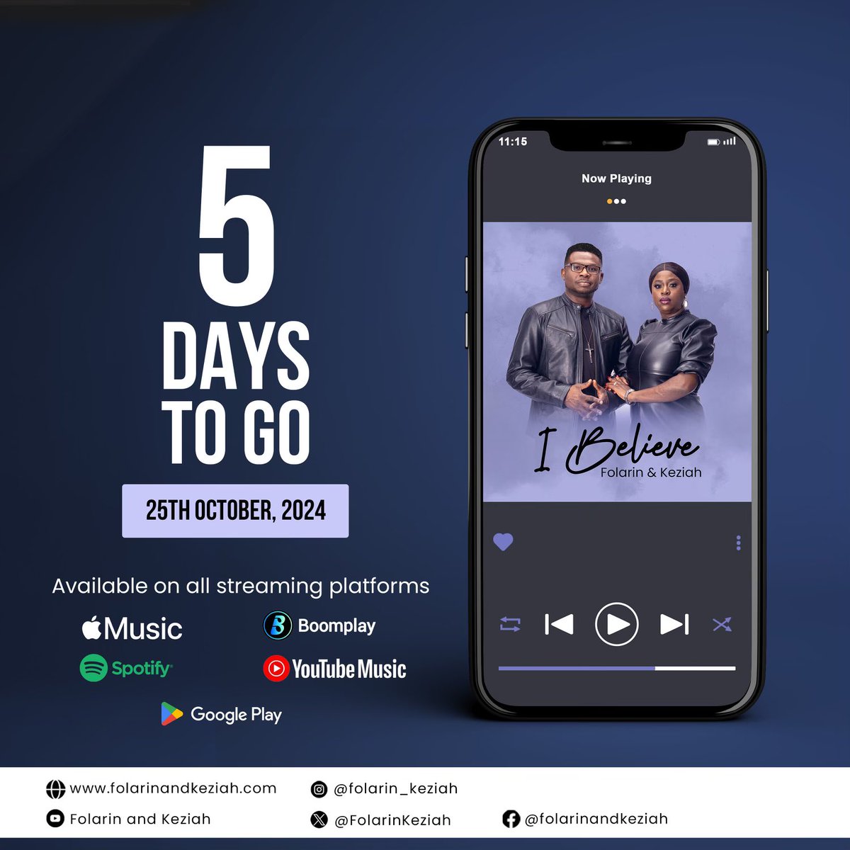 creamchicKez's tweet photo. Countdown to “I Believe” Release Day!!!!
5 more days and we get to share this song of declaration of what we believe about God and what he can do if we believe!!!!

Stay connected at our website: https://t.co/rSSTc8qGRI

#Ibelieve
#Faith
#NewSingle
#Comingsoon
#Folarinandkeziah https://t.co/WTMT5nTF8Y