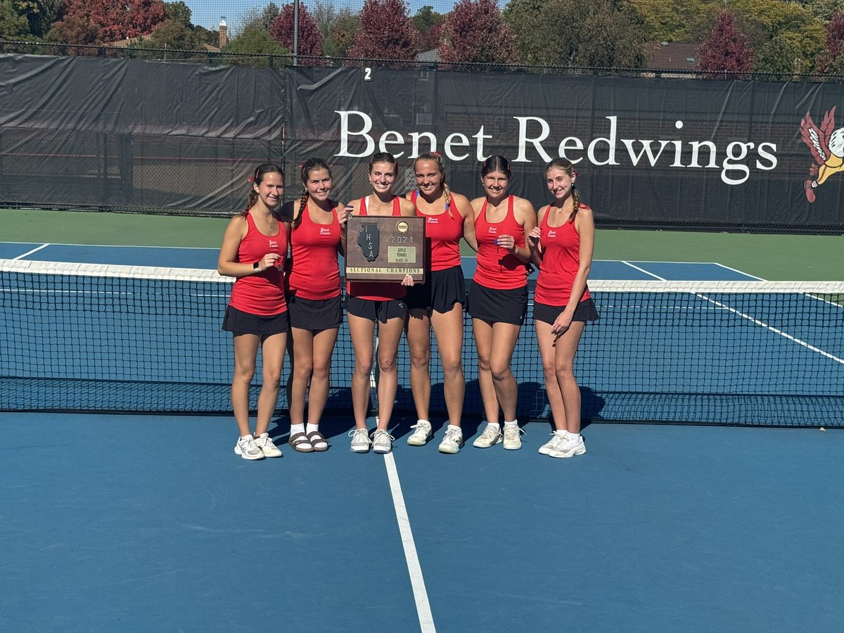 BenetTennis's tweet photo. What a way to close out the season on your home courts.  All Benet finals at Sectionals.  The 5 seniors have made their mark on Benet Tennis.  2 time Sectionals Team Champ and Shane-Clare 2 time doubles champ. Natalie-Katie and Lily runner up. https://t.co/8ejycVi0yz