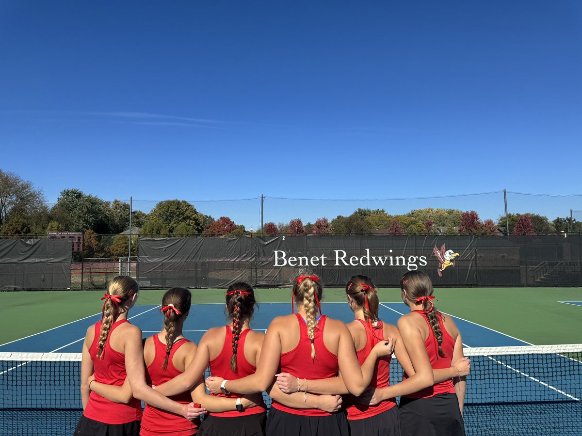 BenetTennis's tweet photo. What a way to close out the season on your home courts.  All Benet finals at Sectionals.  The 5 seniors have made their mark on Benet Tennis.  2 time Sectionals Team Champ and Shane-Clare 2 time doubles champ. Natalie-Katie and Lily runner up. https://t.co/8ejycVi0yz
