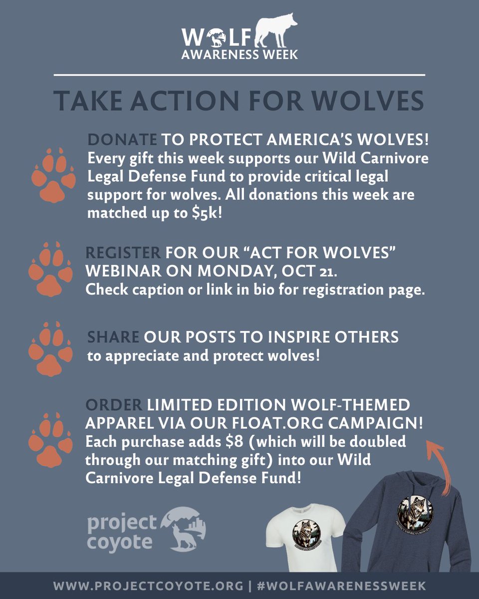 🐺 Wolf Awareness Week is October 20th - 26th! 🐺

Join us for a week 'pack'ed with content to inspire appreciation for wolves, highlight the intense persecution and misunderstanding wolves face, and emphasize the importance of #CompassionateCoexistence.