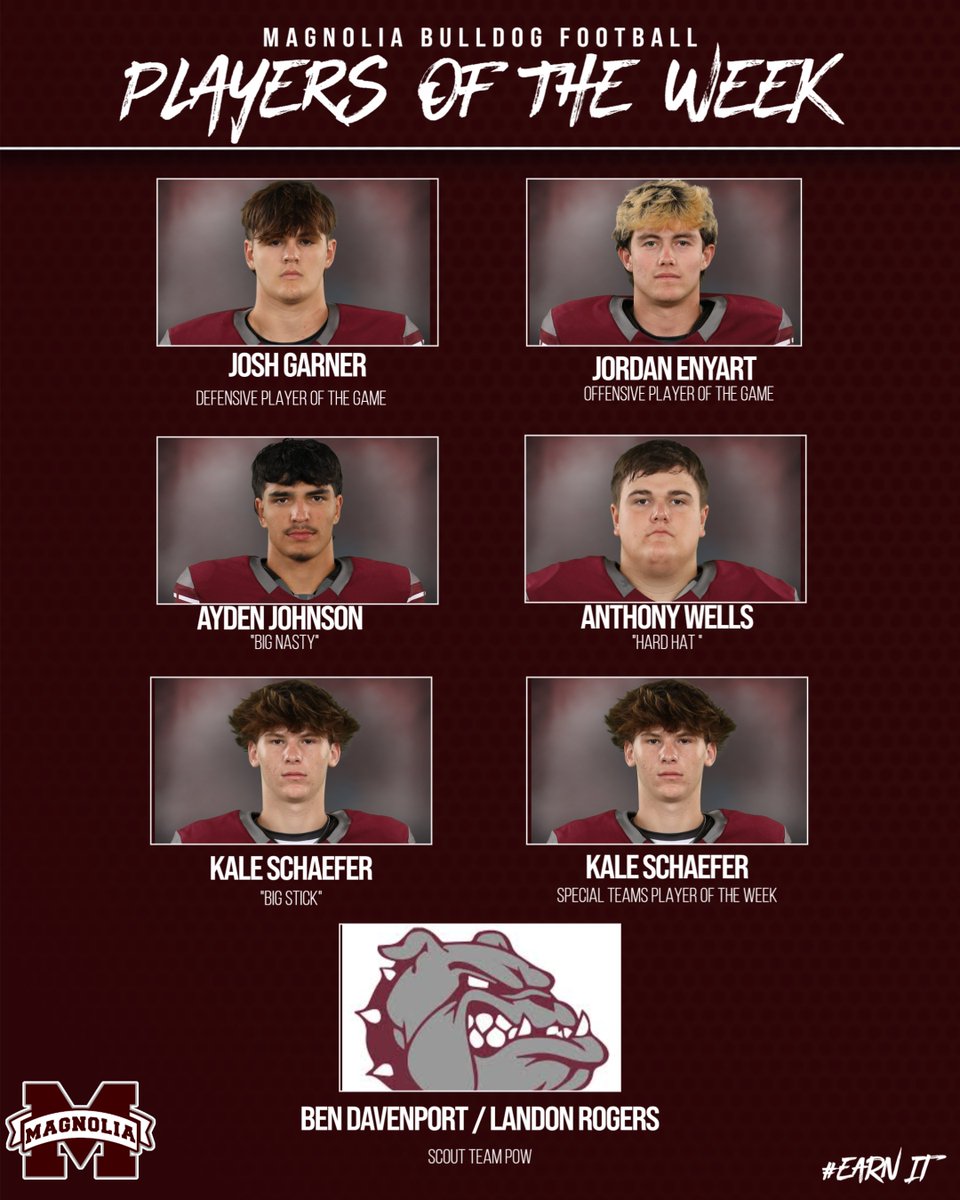 Our players of the week vs Klein Collins.  Proud of these guys efforts..  They definitely #EarnedIt  <a href="/MagISDAthletics/">Magnolia ISD Athletics</a> <a href="/MagnoliaHighTX/">Magnolia High School</a>