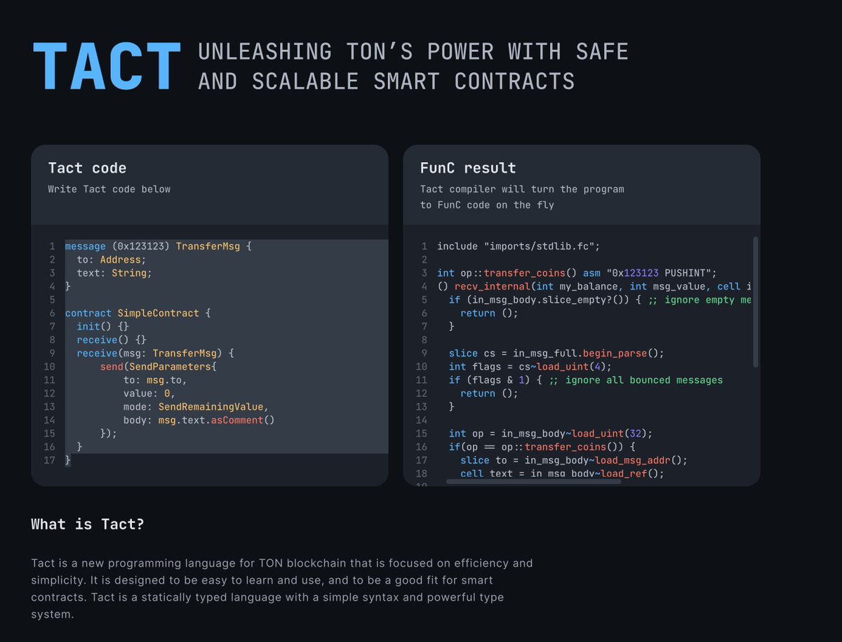 MrBeboTeam's tweet image. في لغة #Tact، هناك فرق جوهري بين struct و message. كلاهما يستخدم لتعريف أنواع البيانات، ولكن لكل منهما غرض واستخدام مختلف.

1. #struct (الهيكل):

الغرض: يتم استخدام struct لتعريف نوع بيانات يحتوي على مجموعة من الخصائص (fields) المرتبطة ببعضها البعض. يشبه إلى حد كبير تعريف…