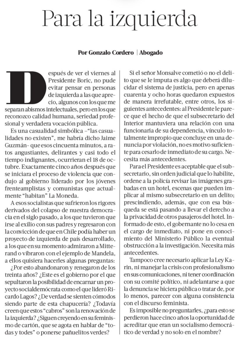 Comparto mi columna de hoy