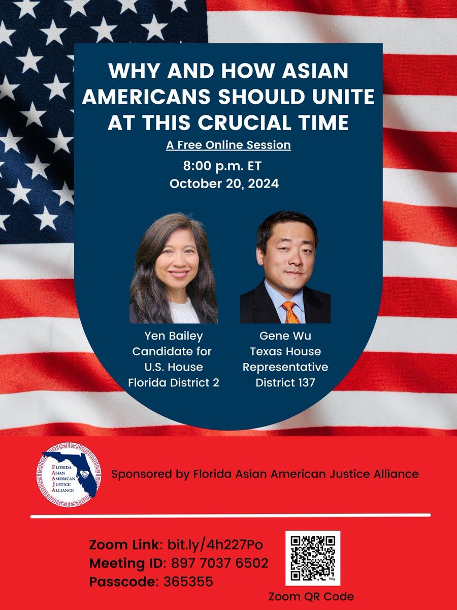 FAAJAFlorida's tweet photo. Join us with Yen Bailey and Gene Wu this Sunday at 8:00pm ET for a discussion on the importance of organizing and supporting our AAPI community!
Zoom link: https://t.co/hnsB3oopyR https://t.co/KHtDc38q1x
