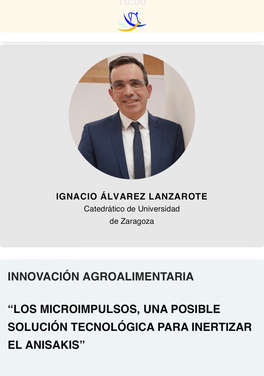 Jornadas Pesca CELEIRO: 21.10.24 hora 10:00. Conferencia inaugural Innovación Agroalimentaria “LOS MICROIMPULSOS, UNA POSIBLE SOLUCIÓN TECNOLÓGICA PARA INERTIZAR EL ANISAKIS”. I.Álvarez Lanzarote(Investigador. Catedrático Universidad de Zaragoza). jornadasceleiro.com