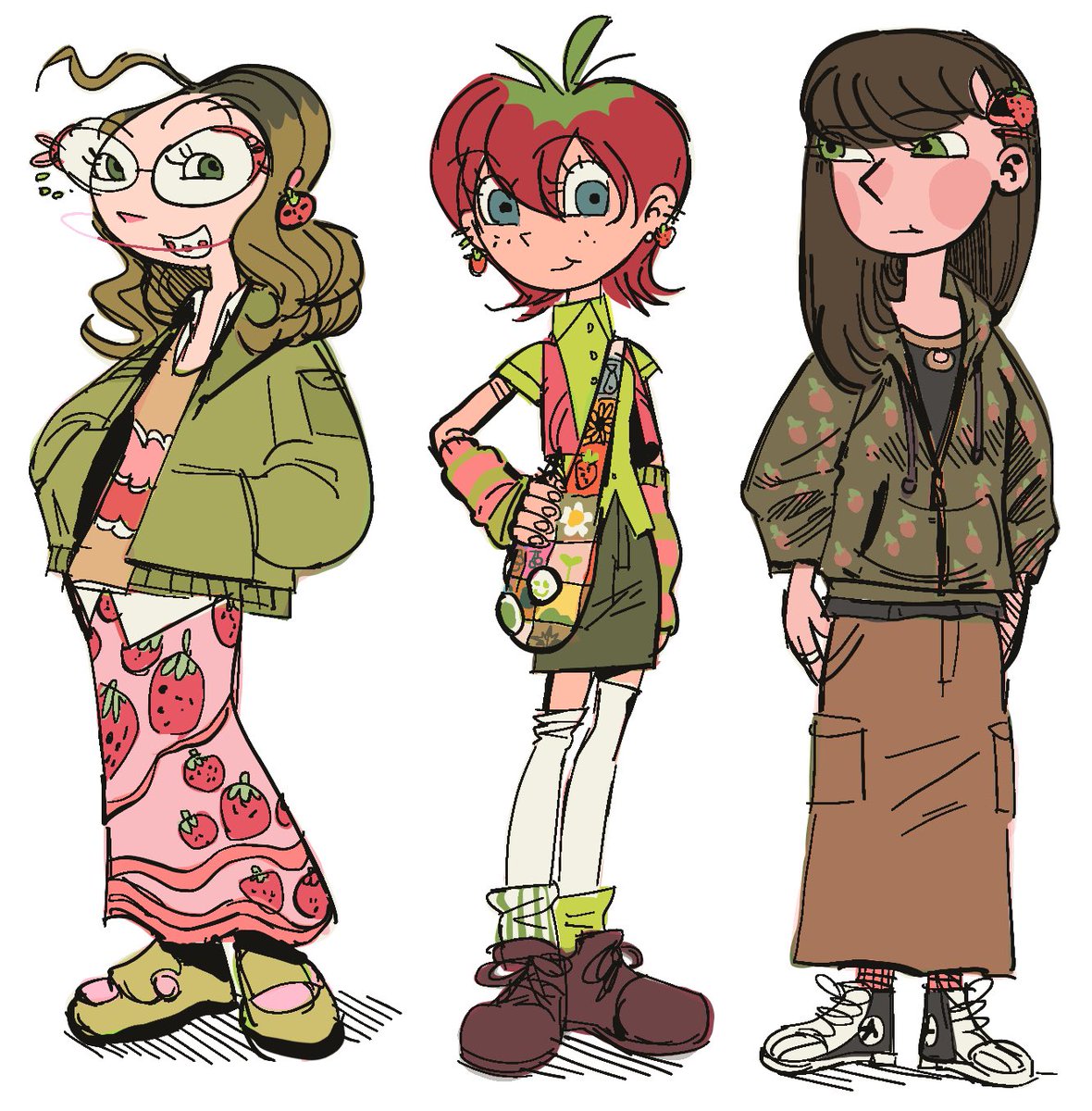 Strawberry matcha girls! 🍵🍓🍰