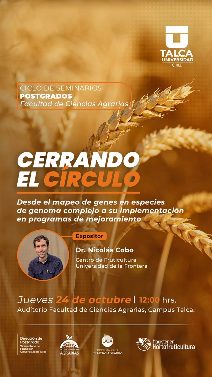 ¡No te pierdas nuestro próximo seminario sobre mejoramiento genético! 🌾🗣️

El Dr. Nicolas Cobo Lewin, presentará las tecnologías moleculares y de fenotipado que se utilizan, en el laboratorio que el lidera, para optimizar cada etapa del mejoramiento genético. 

¡Les esperamos!